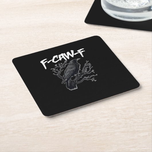 F-Caw-F Funny Crow Minimal Clean Rechteckiger Pappuntersetzer (angewinkelt)