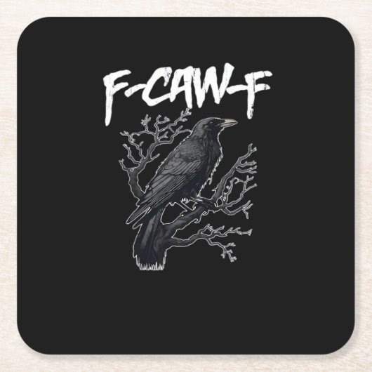 F-Caw-F Funny Crow Minimal Clean Rechteckiger Pappuntersetzer (Vorderseite)