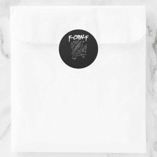 F-Caw-F Funny Crow Minimal Clean Runder Aufkleber (Tasche)