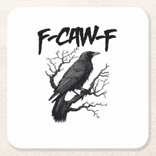 F Caw F Funny Crow Support Your Murder Graphic Rechteckiger Pappuntersetzer (Vorderseite)