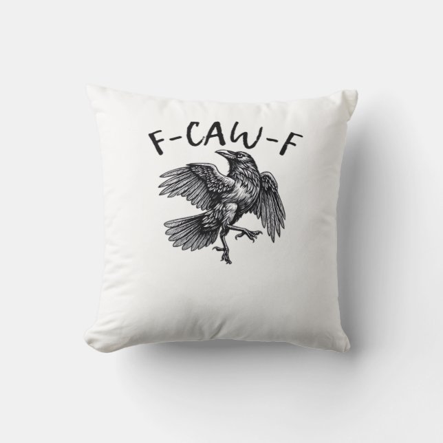 F Caw F Funny Crow Vintage Graphic Kissen (Vorderseite)