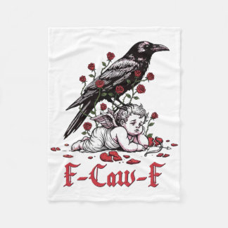 F-caw-f Funny Floral Black Bird Cupid Anti Valenti Fleecedecke