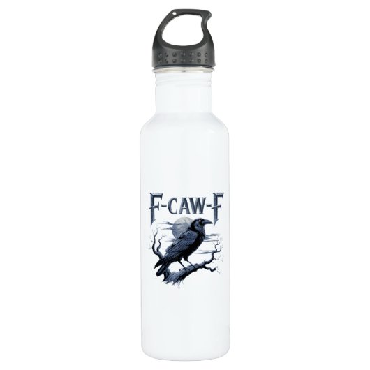 F-Caw-F Funny Gothic Raven Bird Halloween Edelstahlflasche (Vorderseite)
