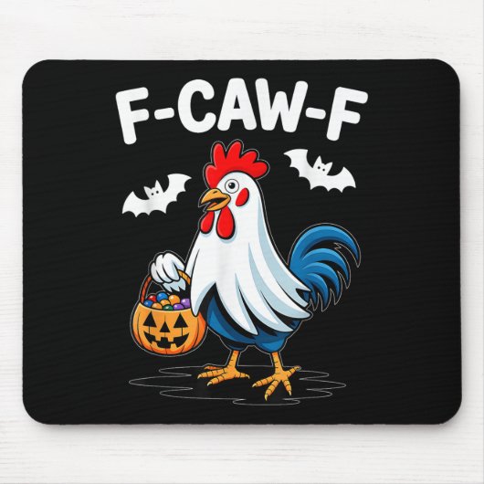F-caw-f Funny Quote Rooster Meme Chicken Ghost Hal Mousepad (Vorne)