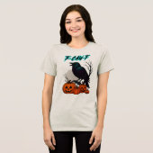 F-Caw-F Funny Raven Bird Clipart Halloween Pumpkin Tri-Blend Shirt (Vorderseite voll)