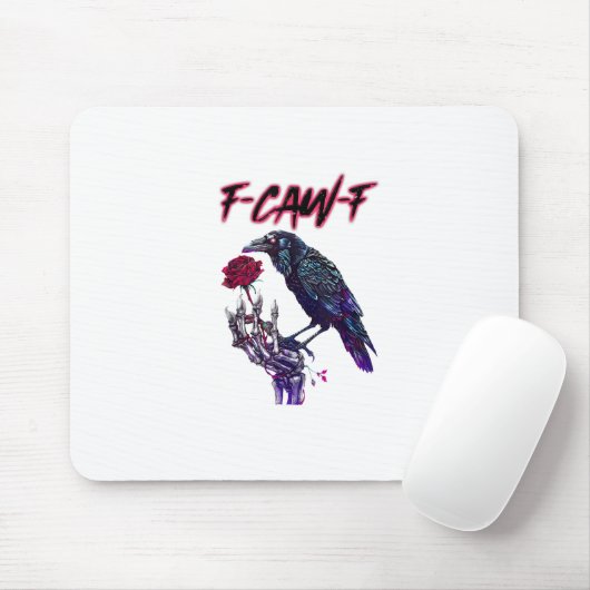 F-Caw-F Funny Raven Crow Spooky Season Halloween R Mousepad (Mit Mouse)