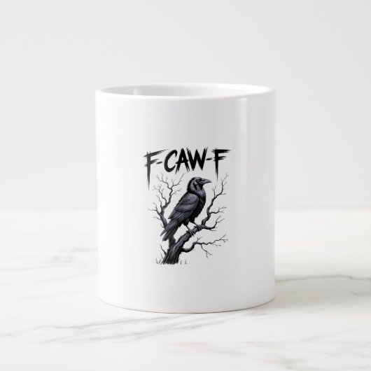 F-Caw-F Funny Raven Crow Spooky Season Halloween V Jumbo-Tasse (Vorderseite)