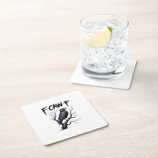 F-Caw-F Funny Raven Crow Spooky Season Halloween V Rechteckiger Pappuntersetzer (Vor Ort)