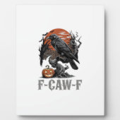 F-Caw-F Funny Raven Gothic Crow Bird Halloween Tre Fotoplatte (Vorderseite)