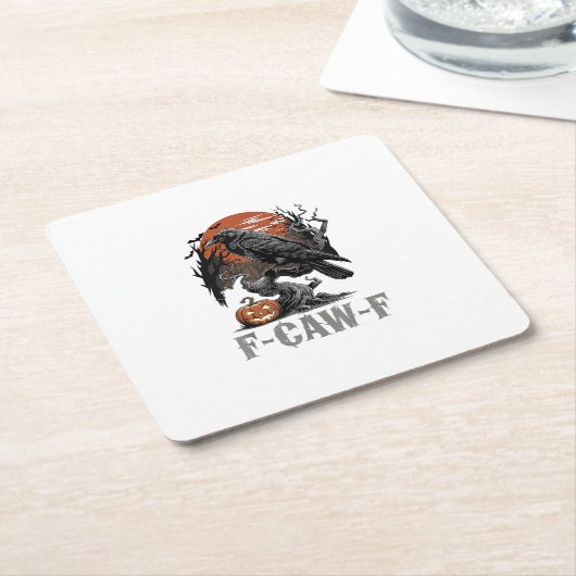 F-Caw-F Funny Raven Gothic Crow Bird Halloween Tre Rechteckiger Pappuntersetzer (angewinkelt)