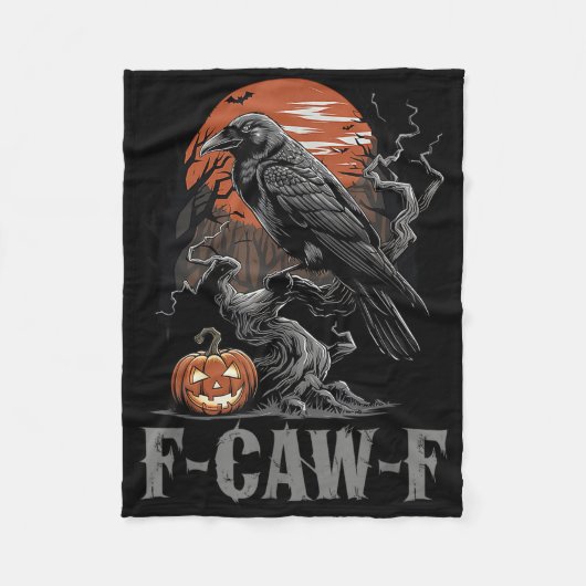 F-caw-f Funny Raven Gothic Crow Black Bird Hallowe Fleecedecke (Vorderseite)