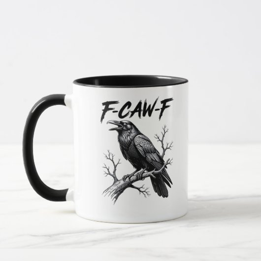 F-Caw-F Funny Raven Pun F-Caw-F Creative Graphic Tasse (Links)