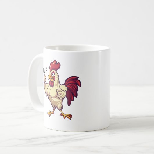 F-Caw-F Funny Rooster Flex Your Feathers Mug Kaffeetasse (Vorderseite Links)