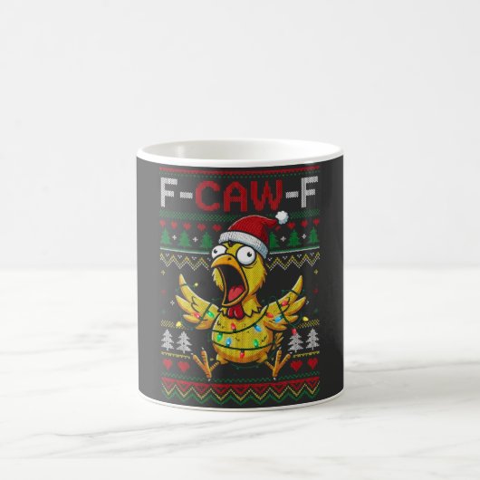 F-CAW-F Funny Screaming Chicken Ugly Christmas Kaffeetasse (Mittel)