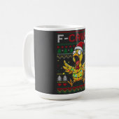 F-CAW-F Funny Screaming Chicken Ugly Christmas Kaffeetasse (Vorderseite Links)