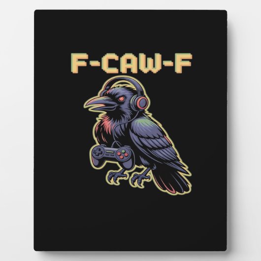 F-Caw-F Gaming Raven With Headphones - Edgy Stream Fotoplatte (Vorderseite)