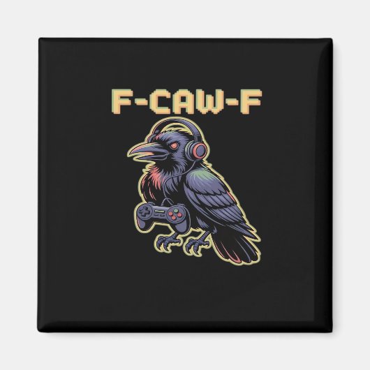 F-Caw-F Gaming Raven With Headphones - Edgy Stream Magnet (Vorne)