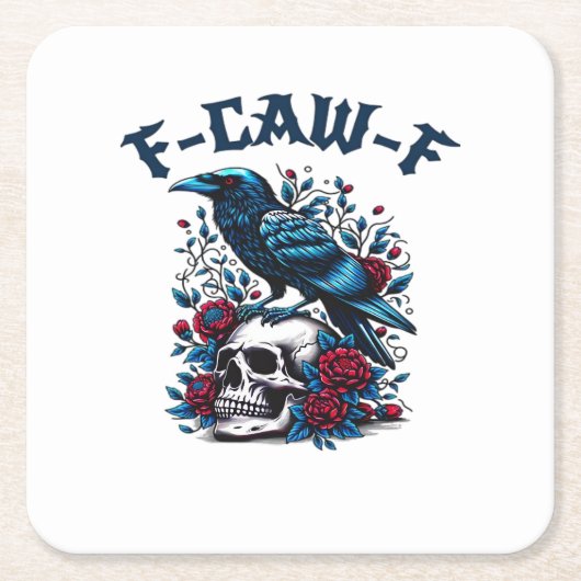 F-Caw-F Gothic Crow Raven Skull Classic Rechteckiger Pappuntersetzer (Vorderseite)