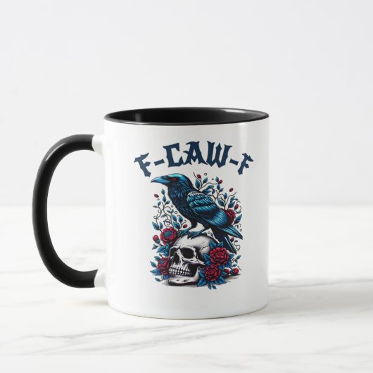 F-Caw-F Gothic Crow Raven Skull Classic Tasse (Links)