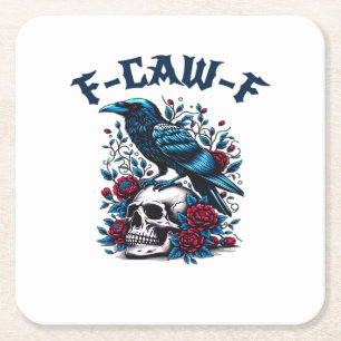 F-Caw-F Gothic Crow Raven Skull Klassiker Rechteckiger Pappuntersetzer