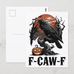 F-Caw-F Grafik für Halloween Art und Crow Lover Postkarte
