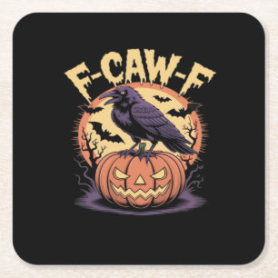 F-Caw-F Gruseliger Halloween-Rabe Kürbis-Fledermau Rechteckiger Pappuntersetzer