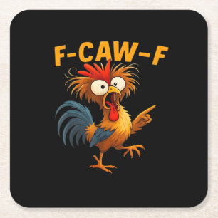 F-Caw-F Hahn Lustiger Vogel F-Caw-F Hühnerflüstere Rechteckiger Pappuntersetzer