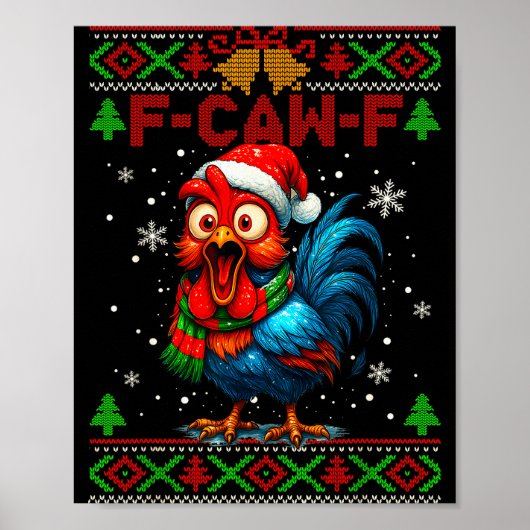 F Caw F Hahn Lustiger Vogel Fcawf Hühnerflüsterer Poster (Vorne)