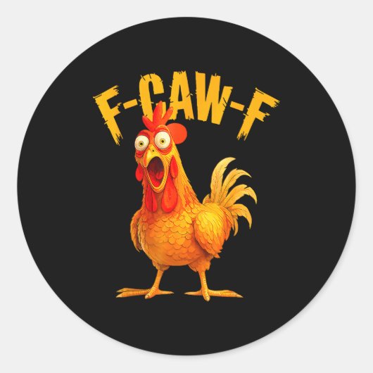 F Caw F Hahn Lustiger Vogel Fcawf Hühnerflüsterer Runder Aufkleber (Vorderseite)