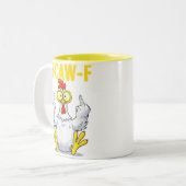 F-Caw-F Hahn Meme | Lustiger Hühnerwitz | Hahn Zweifarbige Tasse (Vorderseite Links)