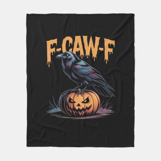 F-Caw-F Halloween-Rabe Jack-O-Lantern Gruseliger M Fleecedecke (Vorderseite)