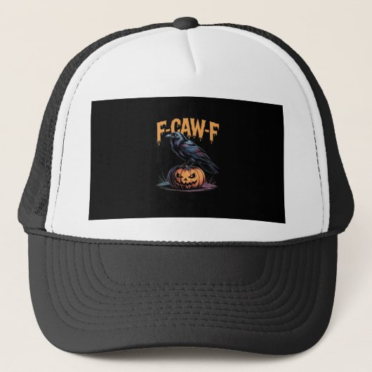 F-Caw-F Halloween Raven Jack-O-Lantern Spooky Seas Truckerkappe (Vorderseite)