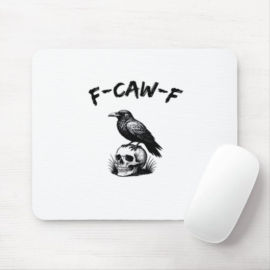 F Caw F Halloween Raven Skull Gothic Humor Design Mousepad (Mit Mouse)