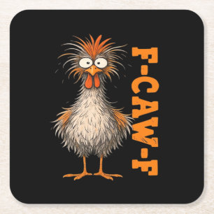F-Caw-F-Huhn Eifrig Bunt Lustig Hahn Mich Rechteckiger Pappuntersetzer