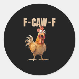 F-Caw-F Huhn im Vintage-Stil Runder Aufkleber