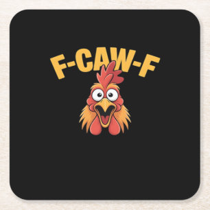 F-Caw-F Huhn Lustiges Huhn Trendige Casualmode Rechteckiger Pappuntersetzer