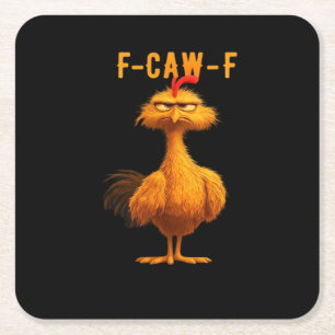 F-Caw-F Huhn Wesentliche Trendige Kunst Rechteckiger Pappuntersetzer