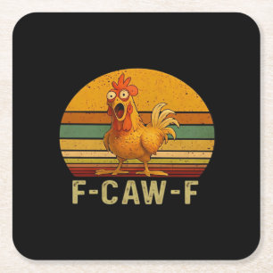F-Caw-F Huhn Wesentliches Vintage-Grafik Rechteckiger Pappuntersetzer