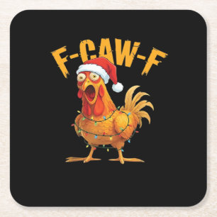 F-Caw-F Hühner-Weihnachts-Essential Rechteckiger Pappuntersetzer