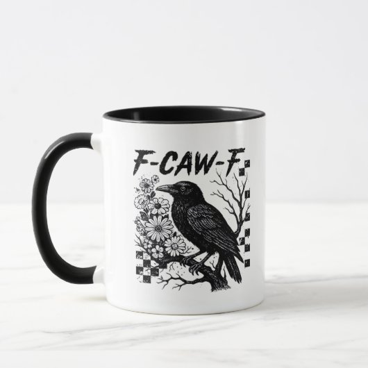 F-Caw-F Humor Funny Gothic Crow Tasse (Links)
