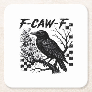 F-Caw-F Humor Lustiger Gothic-Rabe Rechteckiger Pappuntersetzer