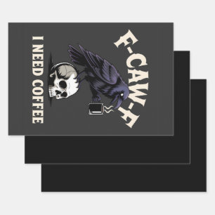 F-Caw-F I benötigt Kaffee Features Crow Raven Funn Geschenkpapier Set