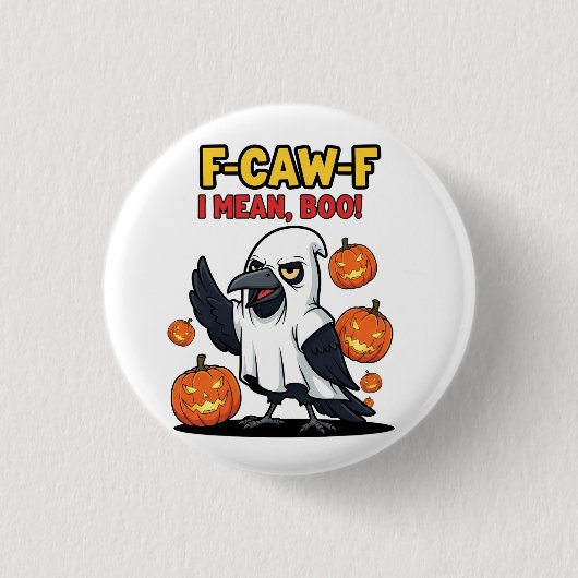 F-Caw-F I Gemein Boo Funny Spooky Halloween Skull Button (Vorderseite)