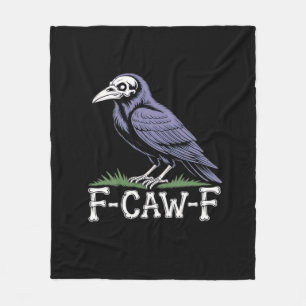 F-Caw-F Knochen Text Totenkopf Rabe - Gothic Makab Fleecedecke