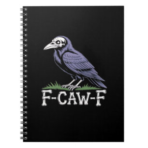 F-Caw-F Knochen Text Totenkopf Rabe - Gothic Makab Notizblock