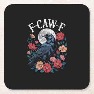 F-Caw-F Krähe Gothic Rabe Krächzen Krächzen für Ha Rechteckiger Pappuntersetzer