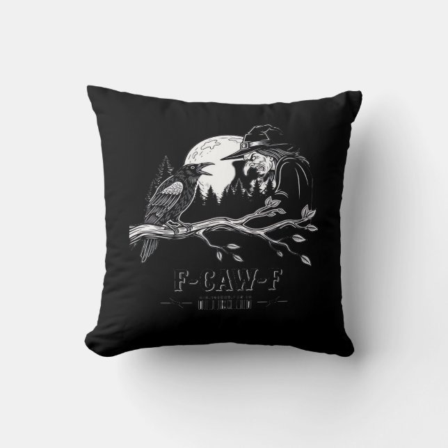 F-Caw-F Krähe Halloween Hexe F-Caw-F Kissen (Vorderseite)