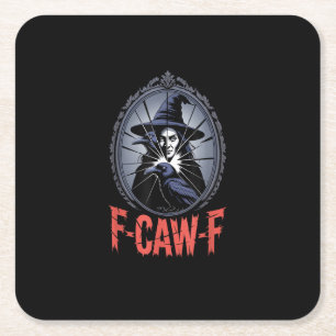 F-Caw-F Krähe Lustige Gothic Mond Vogel Halloween Rechteckiger Pappuntersetzer
