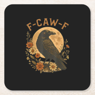 F-Caw-F Krähe Lustige Gothic-Vogel Erwachsenen-Hum Rechteckiger Pappuntersetzer