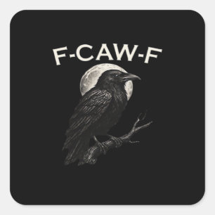 F-Caw-F Krähe Lustige Krähe F-Caw-F Zahnräder Vint Quadratischer Aufkleber